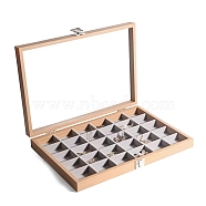 Rectangle Wooden Jewelry Presentation Boxes with 30 Compartments, Clear Visible Jewelry Display Case for Bracelets, Rings, Necklaces, Navajo White, 35x24x4.5cm(PW-WG90817-07)