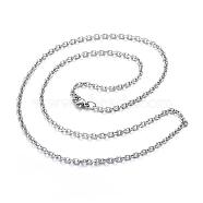 304 Stainless Steel Necklaces, Cable Chain Necklaces, Faceted, Stainless Steel Color, 19.69 inch(50cm)(NJEW-E080-12P)