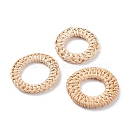 Handmade Reed Cane/Rattan Woven Linking Rings, For Making Straw Earrings and Necklaces, Bleach, Ring, Mixed Color, 40~43x4.5~5.5mm, Inner Diameter: 20~26mm(WOVE-XCP0001-04)