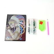 Rectangle DIY Women Pattern Diamond Painting Imitation Leather NoteBook, with Resin Beads, Diamond Sticky Pen, Tray Plate and Glue Clay, Mixed Color, 21x14.7x0.8cm(DIY-WH0257-19)