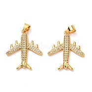 Brass Micro Pave Clear Cubic Zirconia Pendants, Long-Lasting Plated, Plane, Real 18K Gold Plated, 24.5x21x3.5mm, Hole: 4.5x3.5mm(KK-G399-26)