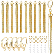 Tassel Dangle Earrings DIY Making Kit, Including 5Pairs Brass Eaaring Hooks & 10Pcs Jump Rings & 10Pcs Serpentine Chain Tassel Pendants, 30Pcs Plastic Ear Nut, Real 18K Gold Plated, Tassel Pendants: 10pcs(DIY-BC0004-46)