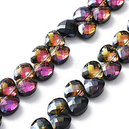 Electroplate Triangle Glass Beads Strands, Faceted, Black, 9x10x5mm, Hole: 1mm, about 100pcs/strand, 23.62''(60cm)(EGLA-A036-11A-HP02)