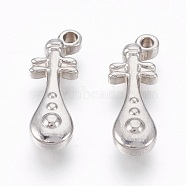 201 Stainless Steel Pendants, Pipa, Stainless Steel Color, 19x6.5x4mm, Hole: 1.5mm(STAS-O118-35P)