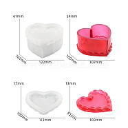 DIY Silicone Storage Molds, Resin Casting Molds, Clay Craft Mold Tools, White, Heart, 110~123x120~125x20~62mm(SIMO-P008-19B)