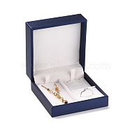 PU Leather Jewelry Box, for Pendant, Ring and Bracelet Packaging Box, Square, Medium Blue, 9x9x4.5cm(X-CON-C012-05A)