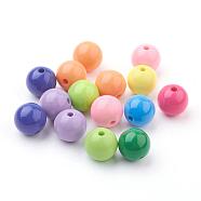 Opaque Acrylic Beads, Round, Mixed Color, 14mm, Hole: 3mm, about 310pcs/500g(PAB706Y)