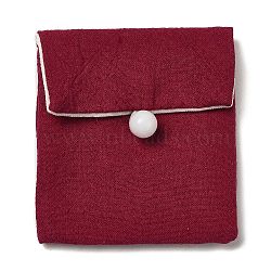 Burlap Packing Button Pouches Bags, for Jewelry Packaging, Rectangle, Dark Red, 9.3x8.5x0.8~1.45cm(AJEW-Z015-02D)