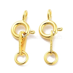 925 Sterling Silver Spring Ring Clasps, Real 18K Gold Plated, 16mm(STER-H111-06G)