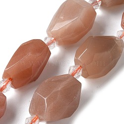 Natural Sunstone Beads Strands, Faceted, Nuggets, 16.5~27.5x9.5~21.5x9.5~21.5mm, Hole: 2mm, about 12~15pcs/strand, 15.16~15.75''(38.5~40cm)(G-H095-A02-01)