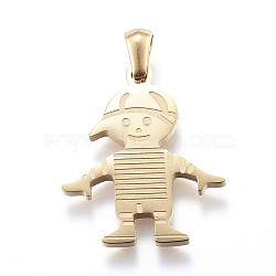 Ion Plating(IP) 304 Stainless Steel Pendants, Boy, Golden, 25x21x2mm, Hole: 3x6mm(STAS-K162-034G)