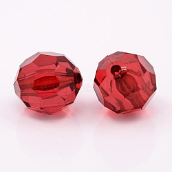 Transparent Acrylic Beads, Faceted, Round, Medium Violet Red, about 16 mm in diameter, hole: 2mm, about 220pcs/500g(DB16MMC04)