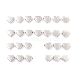 304 Stainless Steel Beads, Heart with Letter A~Z, Stainless Steel Color, 11x12x5mm, Hole: 2mm, 26pcs/set(STAS-A059-11P)