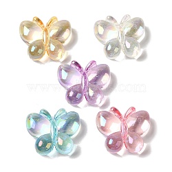 UV Plating Transparent Acrylic Beads, Butterfly, Mixed Color, 20.5x24x8.5mm, Hole: 2.5mm(OACR-H123-22)