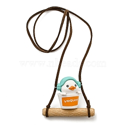 Cute Plastic Swinging Bathtub Duck Pendant Decorations, for Car Interiors Hanging Ornaments, Turquoise, 310mm, pendant: 44x60x27mm(HJEW-A009-01A)