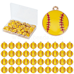 128Pcs Alloy Enamel Pendants, Baseball Charm, Golden, Gold, 21x18x3mm, Hole: 1.8mm(ENAM-GO0001-20)