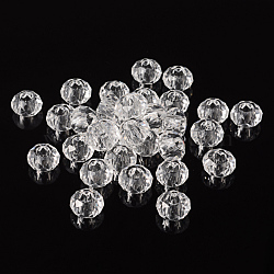 Glass European Beads, Large Hole Beads, No Metal Core, Rondelle, Clear, 14x8mm, Hole: 5mm(GDA007-01)