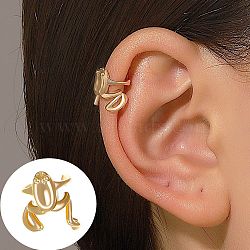 Brass Cuff Earrings for Women, Light Gold, Frog, 10x10mm(WGCA6F2-22)