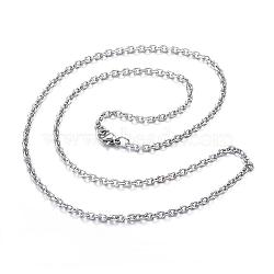 Tarnish Resistant 304 Stainless Steel Necklaces, Cable Chain Necklaces, Faceted, Stainless Steel Color, 19.69 inch(50cm)(NJEW-E080-12P)