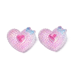 Transparent Epoxy Resin Decoden Cabochons, with Paillettes, Heart with Bowknot, 18.5x21x9.5mm(CRES-I030-03C)