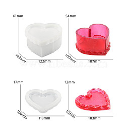 DIY Silicone Storage Molds, Resin Casting Molds, Clay Craft Mold Tools, White, Heart, 110~123x120~125x20~62mm(SIMO-P008-19B)