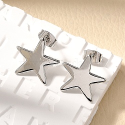 Brass Stud Earrings, Star, Platinum, 15x15.5mm(EJEW-B118-03P)