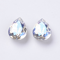 Imitation Austrian Crystal Glass Rhinestone, Grade A, Pointed Back & Back Plated, teardrop, Moonlight, 25x18x8mm(RGLA-K011-18x25-001MO)