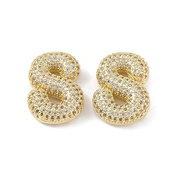 Brass Micro Pave Clear Cubic Zirconia Pendants, Letter S, 23.5x22x7mm, hole: 3.5x2.5mm(KK-Z041-01G-S)