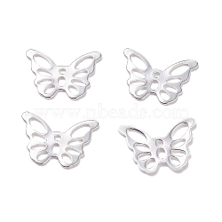 304 Stainless Steel Charms, Butterfly, Silver, 10.5x15x0.6mm, Hole: 1~4mm(X-STAS-H436-58S)
