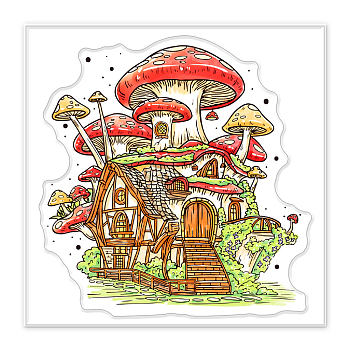 PVC Sakura Stamp, for DIY Scrapbooking, Mushroom, 100x100mm
