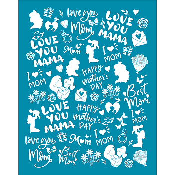 Silk Screen Printing Stencil, for Painting on Wood, DIY Decoration T-Shirt Fabric, Mother's Day Themed Pattern, 100x127mm
