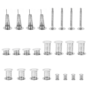 24Pcs 6 Style Steel Toy Spring Base, with Adhesive Tape, for DIY Bobble Head Doll Spring Base, Stainless Steel Color, 15~56x1~25.5mm, 4pcs/style
