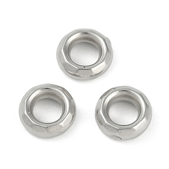 CCB Plastic European Beads, Large Hole Beads, Faceted Rondelle, Platinum, 8x3mm, Hole: 4mm