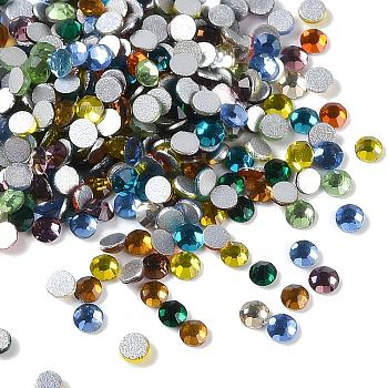 Glass Flat Back Rhinestone, Grade A, Back Plated, Faceted, Half Round, Mixed Color, 1.5~1.6mm, about 1440pcs/bag