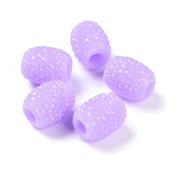 Opaque Resin European Jelly Colored Beads, Large Hole Barrel Beads, Bucket Shaped, Violet, 15x12.5mm, Hole: 5mm