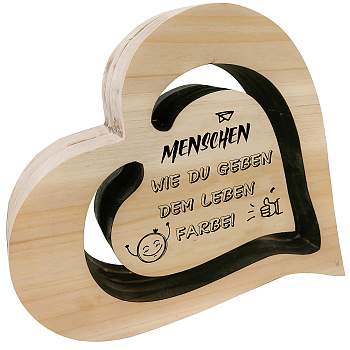 DIY Unfinished Wood Heart Cutouts, Floating Display Decorations, for Craft Painting Supplies, Word Menschen, Word, 20x17cm
