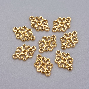 Tibetan Style Links connectors, Zinc Alloy, Flower, Golden, Cadmium Free & Lead Free, 18x13x1mm, hole: 2mm