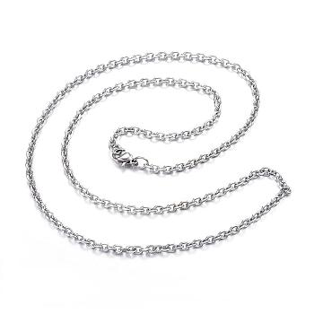 304 Stainless Steel Necklaces, Cable Chain Necklaces, Faceted, Stainless Steel Color, 19.69 inch(50cm)