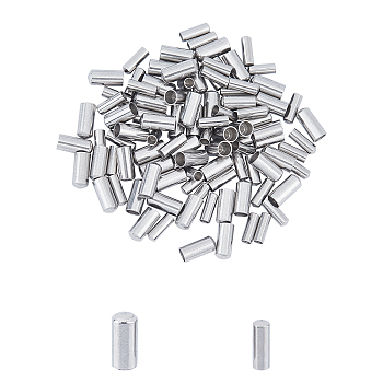 304 Stainless Steel Cord Ends, End Caps, Column, Stainless Steel Color, 7~8x2.5~3.5mm, Inner Diameter: 2~3mm, 100pcs/box
