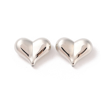 CCB Plastic Beads, Heart, Platinum, 17x22x9mm, Hole: 1.6mm