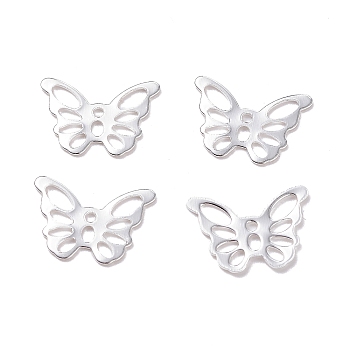 304 Stainless Steel Charms, Butterfly, Silver, 10.5x15x0.6mm, Hole: 1~4mm