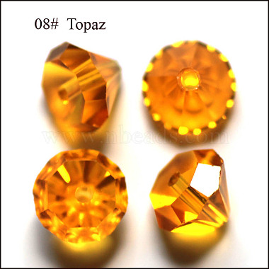 7mm Orange Diamond Glass Beads