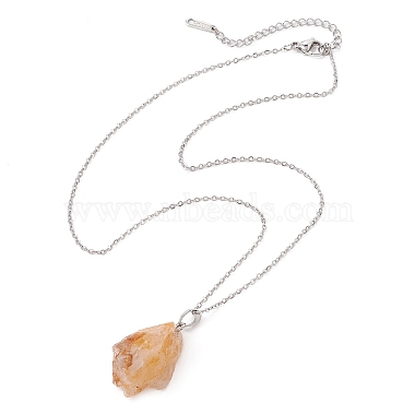 Colliers avec pendentif en forme de pépite de quartz jaune naturel(NJEW-JN04507-04)-5