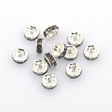 6mm Gray Rondelle Brass + Rhinestone Spacer Beads