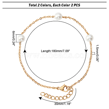 Unicraftale 4Pcs 2 Colors Acrylic Pearl Beaded Bracelets Set for Girl Women(BJEW-UN0001-21)-5