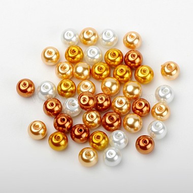 Caramel Mix Pearlized Glass Pearl Beads(HY-X006-8mm-02)-2