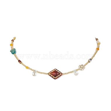 Glass Seed & Acrylic Beaded Necklaces(NJEW-JN04469)-3