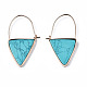 Synthetic Turquoise Triangle Dangle Hoop Earrings(G-S359-363F)-2