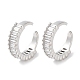 Rectangle Brass Cubic Zirconia Cuff Earrings for Women(EJEW-E310-09P)-1