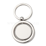 Rotatable Alloy Blank Keychain Cabochon Settings, Double Side Cabochon Setting with Iron Key Rings, Platinum, Flat Round, Tray: 26mm, 73mm(KEYC-F041-01P)